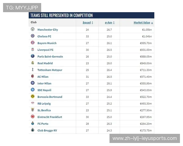 欧冠球队身价：2024年欧冠参赛球队身价排名与市场分析